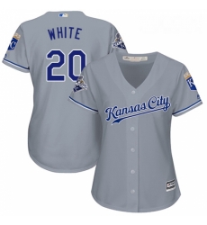 Womens Majestic Kansas City Royals 20 Frank White Replica Grey Road Cool Base MLB Jersey