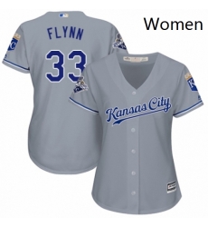 Womens Majestic Kansas City Royals 33 Brian Flynn Replica Grey Road Cool Base MLB Jersey 