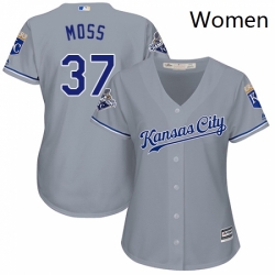 Womens Majestic Kansas City Royals 37 Brandon Moss Replica Grey Road Cool Base MLB Jersey