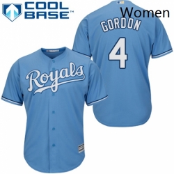 Womens Majestic Kansas City Royals 4 Alex Gordon Authentic Light Blue Alternate 1 Cool Base MLB Jersey