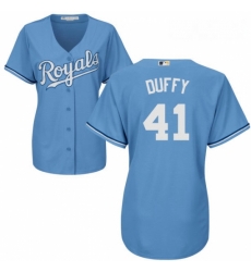 Womens Majestic Kansas City Royals 41 Danny Duffy Authentic Light Blue Alternate 1 Cool Base MLB Jersey