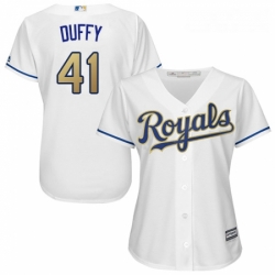 Womens Majestic Kansas City Royals 41 Danny Duffy Authentic White Home Cool Base MLB Jersey