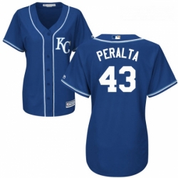 Womens Majestic Kansas City Royals 43 Wily Peralta Authentic Blue Alternate 2 Cool Base MLB Jersey 