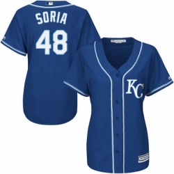 Womens Majestic Kansas City Royals 48 Joakim Soria Authentic Blue Alternate 2 Cool Base MLB Jersey