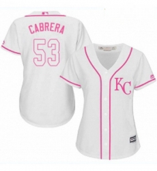 Womens Majestic Kansas City Royals 53 Melky Cabrera Authentic White Fashion Cool Base MLB Jersey 