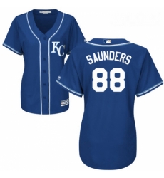 Womens Majestic Kansas City Royals 88 Michael Saunders Authentic Blue Alternate 2 Cool Base MLB Jersey 