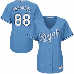 Womens Majestic Kansas City Royals 88 Michael Saunders Authentic Light Blue Alternate 1 Cool Base MLB Jersey 