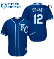 Youth Majestic Kansas City Royals 12 Jorge Soler Replica Blue Alternate 2 Cool Base MLB Jersey