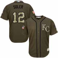 Youth Majestic Kansas City Royals 12 Jorge Soler Replica Green Salute to Service MLB Jersey