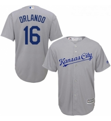 Youth Majestic Kansas City Royals 16 Paulo Orlando Authentic Grey Road Cool Base MLB Jersey