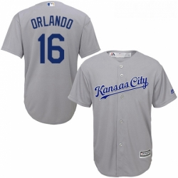 Youth Majestic Kansas City Royals 16 Paulo Orlando Authentic Grey Road Cool Base MLB Jersey