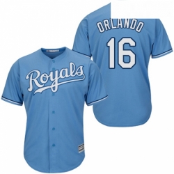 Youth Majestic Kansas City Royals 16 Paulo Orlando Authentic Light Blue Alternate 1 Cool Base MLB Jersey