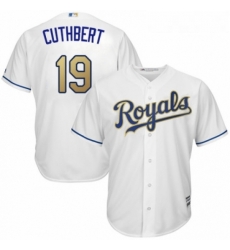 Youth Majestic Kansas City Royals 19 Cheslor Cuthbert Authentic White Home Cool Base MLB Jersey 