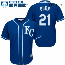 Youth Majestic Kansas City Royals 21 Lucas Duda Authentic Blue Alternate 2 Cool Base MLB Jersey 