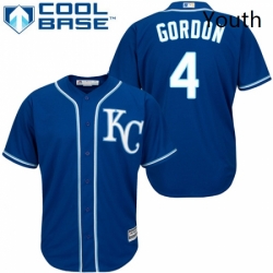 Youth Majestic Kansas City Royals 4 Alex Gordon Authentic Blue Cool Base MLB Jersey