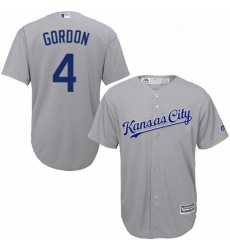 Youth Majestic Kansas City Royals 4 Alex Gordon Authentic Grey Road Cool Base MLB Jersey