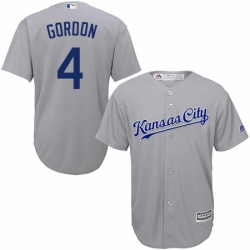 Youth Majestic Kansas City Royals 4 Alex Gordon Replica Grey Road Cool Base MLB Jersey