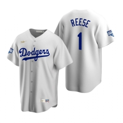 Men Brooklyn Los Angeles Dodgers 1 Pee Wee Reese White 2020 World Series Champions Jersey