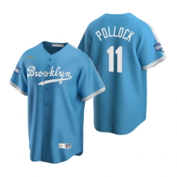 Men Brooklyn Los Angeles Dodgers 11 A J  Pollock Light Blue 2020 World Series Champions Cooperstown Collection Jersey