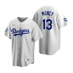 Men Brooklyn Los Angeles Dodgers 13 Max Muncy White 2020 World Series Champions Cooperstown Collection Jersey