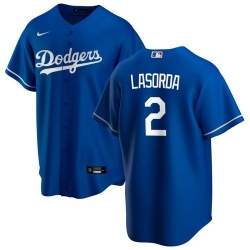 Men LA Los Angeles Dodgers 2 Tommy Lasorda Blue Cool Base Jersey