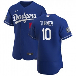 Men Los Angeles Dodgers 10 Justin Turner Men Nike Royal Alternate 2020 World Series Bound Flex Base Player MLB Jersey