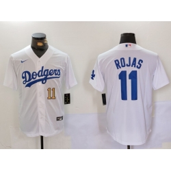 Men Los Angeles Dodgers 11 Miguel Rojas White Cool Base Stitched Baseball Jersey 5