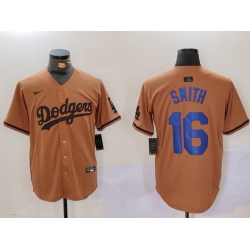 Men Los Angeles Dodgers 16 Will Smith Brown Cool Base Stitched Baseball Jersey