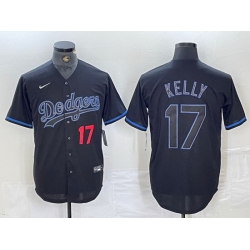 Men Los Angeles Dodgers 17 Shohei Ohtani Black Cool Base Stitched Baseball Jersey  1