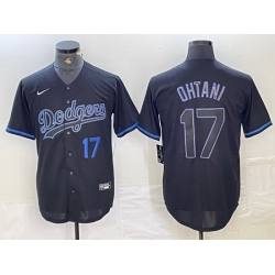 Men Los Angeles Dodgers 17 Shohei Ohtani Black Cool Base Stitched Baseball Jersey 3