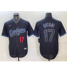 Men Los Angeles Dodgers 17 Shohei Ohtani Black Cool Base Stitched Baseball Jersey 40