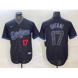 Men Los Angeles Dodgers 17 Shohei Ohtani Black Cool Base Stitched Baseball Jersey