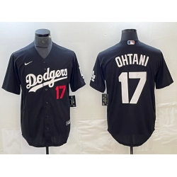 Men Los Angeles Dodgers 17  Shohei Ohtani Black Cool Base Stitched Jersey