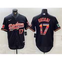 Men Los Angeles Dodgers 17 Shohei Ohtani Black Mexico Cool Base Stitched Baseball Jersey