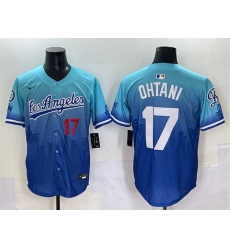 Men Los Angeles Dodgers 17  Shohei Ohtani Blue Limited Stitched Baseball Jersey