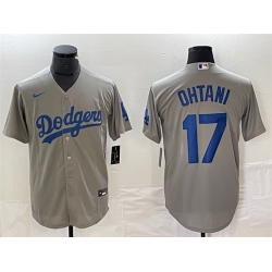 Men Los Angeles Dodgers 17 Shohei Ohtani Grey Cool Base Stitched Jersey