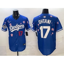 Men Los Angeles Dodgers 17 Shohei Ohtani Royal 2025 World Series Champions Patch Tokyo Series Limited Stitched Baseball Jersey