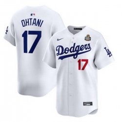 Men Los Angeles Dodgers 17 Shohei Ohtani White 2024 World Series Home Limited Stitched Baseball Jersey