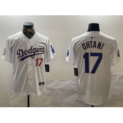 Men Los Angeles Dodgers 17 Shohei Ohtani White Gold 2024 World Series Home Limited Stitched Baseball Jersey