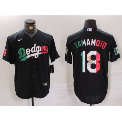 Men Los Angeles Dodgers 18 Yoshinobu Yamamoto Black Mexico Cool Base Stitched Baseball Jersey