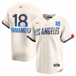 Men Los Angeles Dodgers 18 Yoshinobu Yamamoto Cream 2024 City Connect Limited Stitched Baseball Jersey