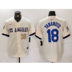 Men Los Angeles Dodgers 18 Yoshinobu Yamamoto Cream Stitched Baseball Jersey 2