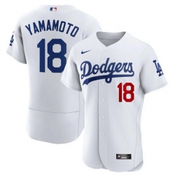 Men Los Angeles Dodgers 18 Yoshinobu Yamamoto White 2023 Flex Base Stitched Baseball Jersey