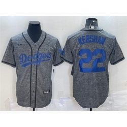 Men Los Angeles Dodgers 22 Clayton Kershaw Grey Cool Base Stitched Jersey