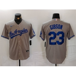 Men Los Angeles Dodgers 23 Kirk Gibson Grey Cool Base Stitched Baseball Jersey