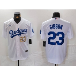 Men Los Angeles Dodgers 23 Kirk Gibson White Cool Base Stitched Baseball Jersey 2