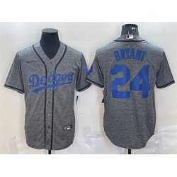 Men Los Angeles Dodgers 24 Kobe Bryant Grey Cool Base Stitched Jersey