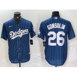 Men Los Angeles Dodgers 26 Tony Gonsolin Blue Cool Base Stitched Baseball Jersey