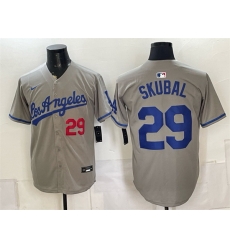 Men Los Angeles Dodgers  29 Tarik Skubal Grey Limited Stitched Baseball Jersey