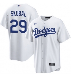 Men Los Angeles Dodgers  29 Tarik Skubal White Cool Base Stitched Baseball Jersey
